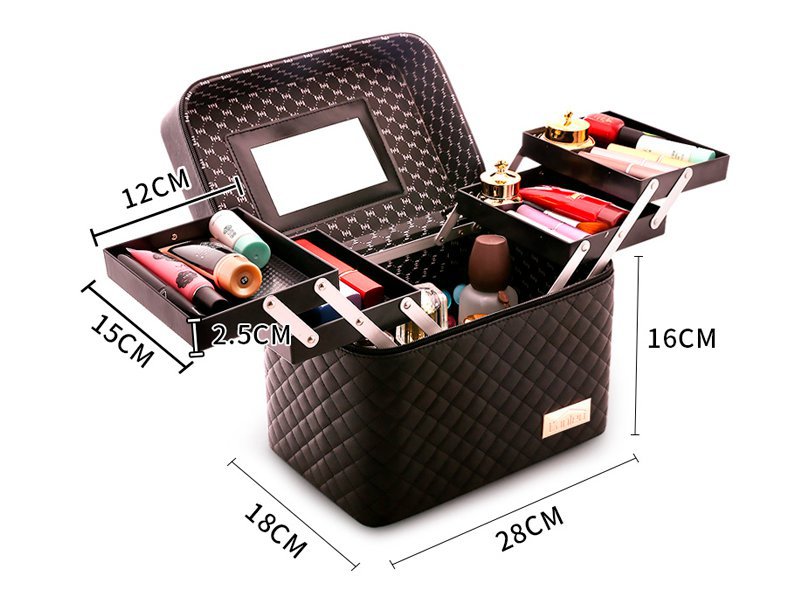 Multi Layer Cosmetic Bag Makeup Carry Case - Black @ Crazy Sales - We