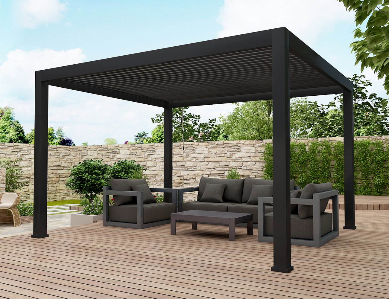 3 x 3m Louvre Roof Black Aluminium Pergola @ Crazy Sales - We have the ...